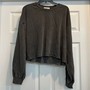 Carly Jean Los Angeles Charcoal Cropped Sweatshirt